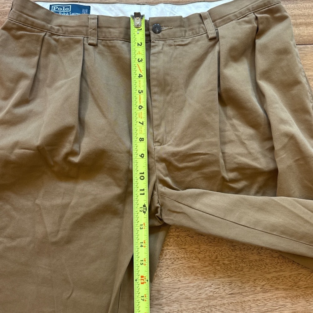 Polo Ralph Lauren Ethan Pant Mens 36x32 Khaki Tan Pleated Cotton Chino Trousers - Picture 6 of 7